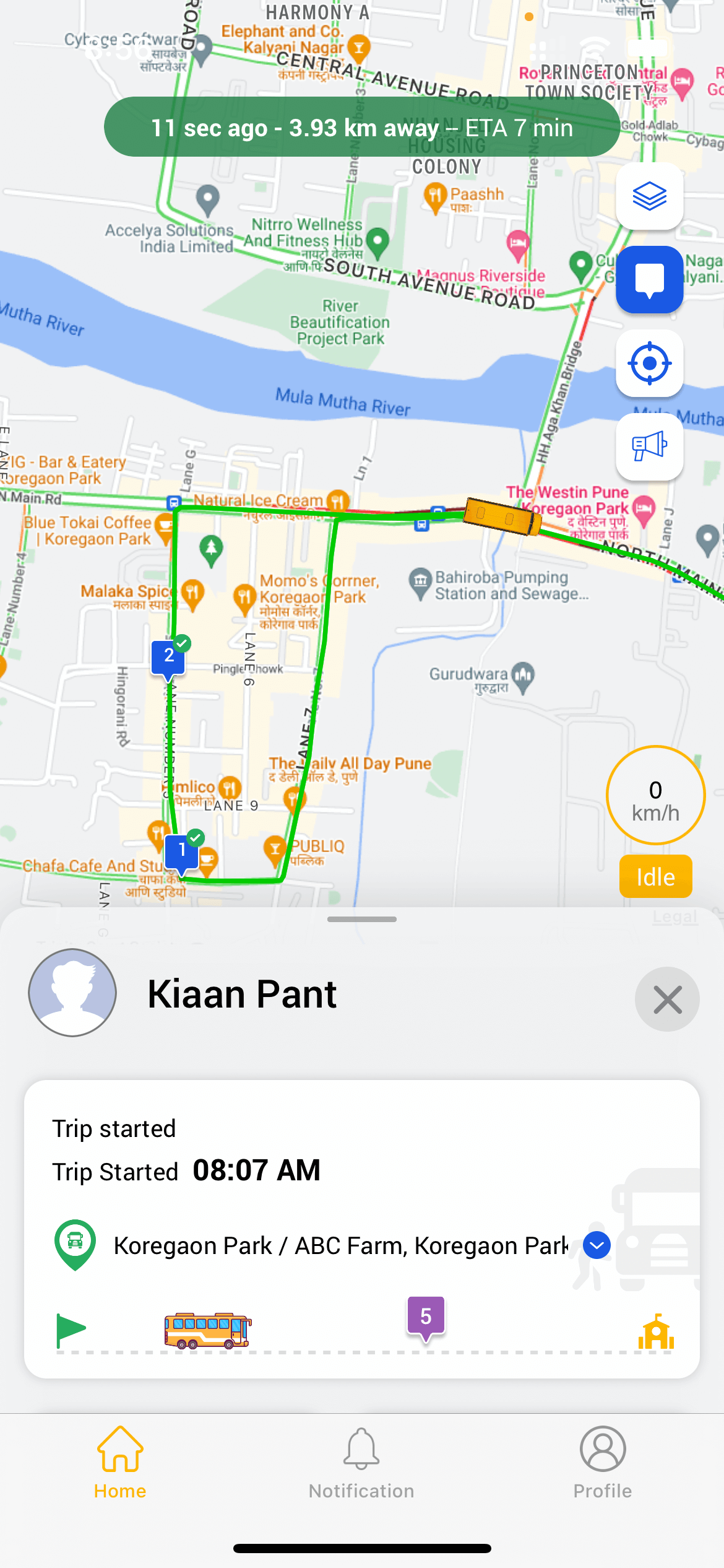 Parent app map view